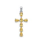 silver pendant cross design with 4x6mm pear citrine