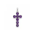 silver pendant cross design with 5mm round amethyst