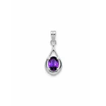 silver pendant with 5x7 mm oval shaped amethyst