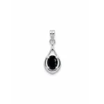 silver pendant with 5x7 mm oval shaped black onyx