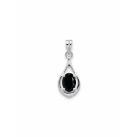 silver pendant with 5x7 mm oval shaped black onyx