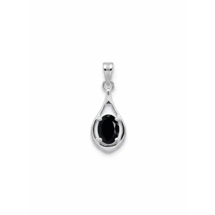 silver pendant with 5x7 mm oval shaped black onyx