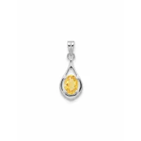 silver pendant with 5x7 mm oval shaped citrine