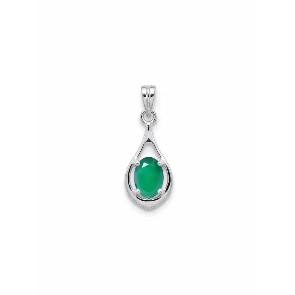 pendant gemstone without cz 32g green onyx a silver pendant with 5x7 mm oval shaped green onyx