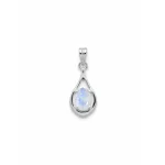 silver pendant with 5x7 mm oval shaped rainbow moonstone
