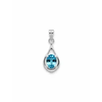 silver pendant with 5x7 mm oval shaped swiss blue topaz
