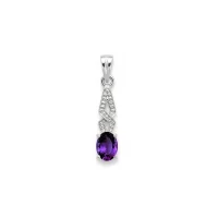 silver pendant with 5x7 mm oval amethyst