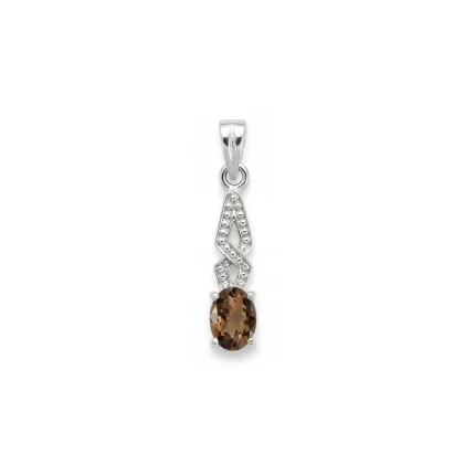 silver pendant with 5x7 mm oval smoky quartz