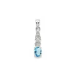 silver pendant with 5x7 mm oval blue topaz