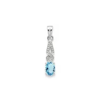 silver pendant with 5x7 mm oval blue topaz