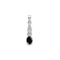 silver pendant with 5x7 mm oval black onyx