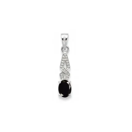 silver pendant with 5x7 mm oval black onyx