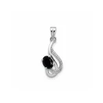 silver pendant with 5x7 mm oval black onyx