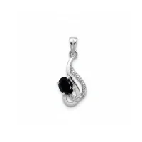 silver pendant with 5x7 mm oval black onyx