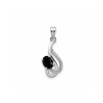 silver pendant with 5x7 mm oval black onyx