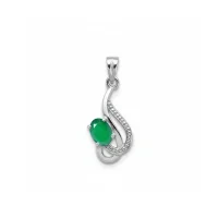 silver pendant with 5x7 mm oval green onyx