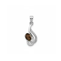 silver pendant with 5x7 mm oval smoky quartz