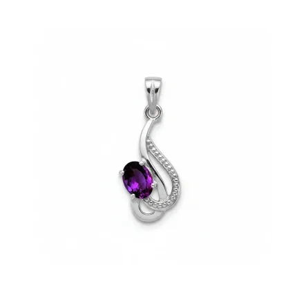 silver pendant with 5x7 mm oval amethyst