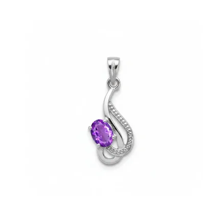 silver pendant with 5x7 mm oval brazilian amethyst