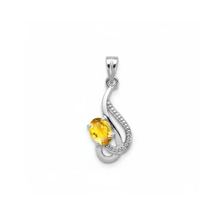 silver pendant with 5x7 mm oval citrine