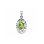 silver pendant with 5x7 mm oval peridot