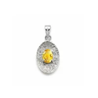 silver pendant with 5x7 mm oval citrine