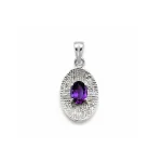 silver pendant with 5x7 mm oval amethyst
