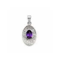 silver pendant with 5x7 mm oval amethyst