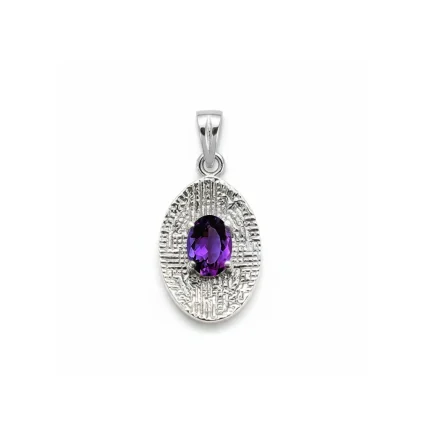 silver pendant with 5x7 mm oval amethyst