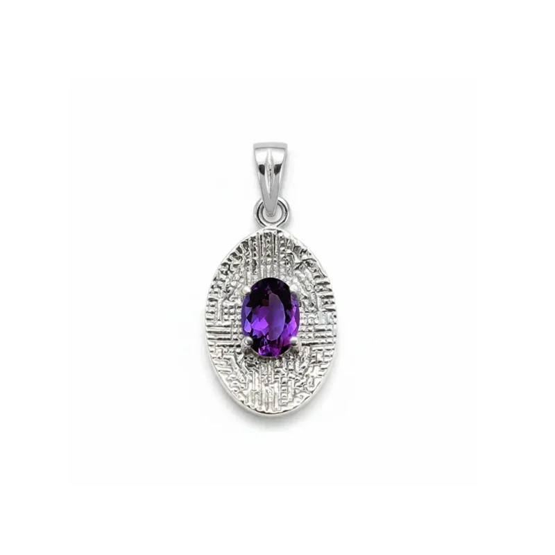 silver pendant with 5x7 mm oval amethyst