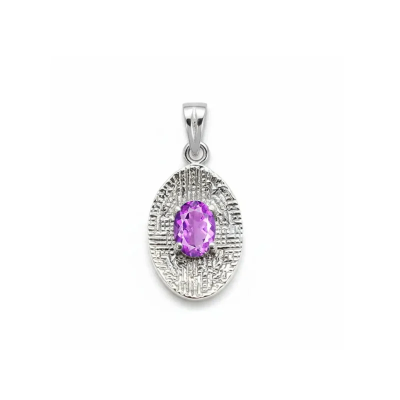 silver pendant with 5x7 mm oval brazilian amethyst