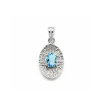 silver pendant with 5x7 mm oval blue topaz
