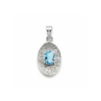 silver pendant with 5x7 mm oval blue topaz