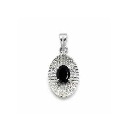 silver pendant with 5x7 mm oval black onyx