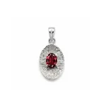 silver pendant with 5x7 mm oval garnet