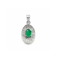 silver pendant with 5x7 mm oval green onyx