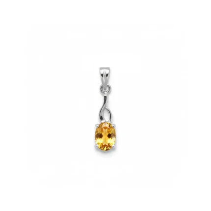 silver pendant with 5x7 mm oval citrine