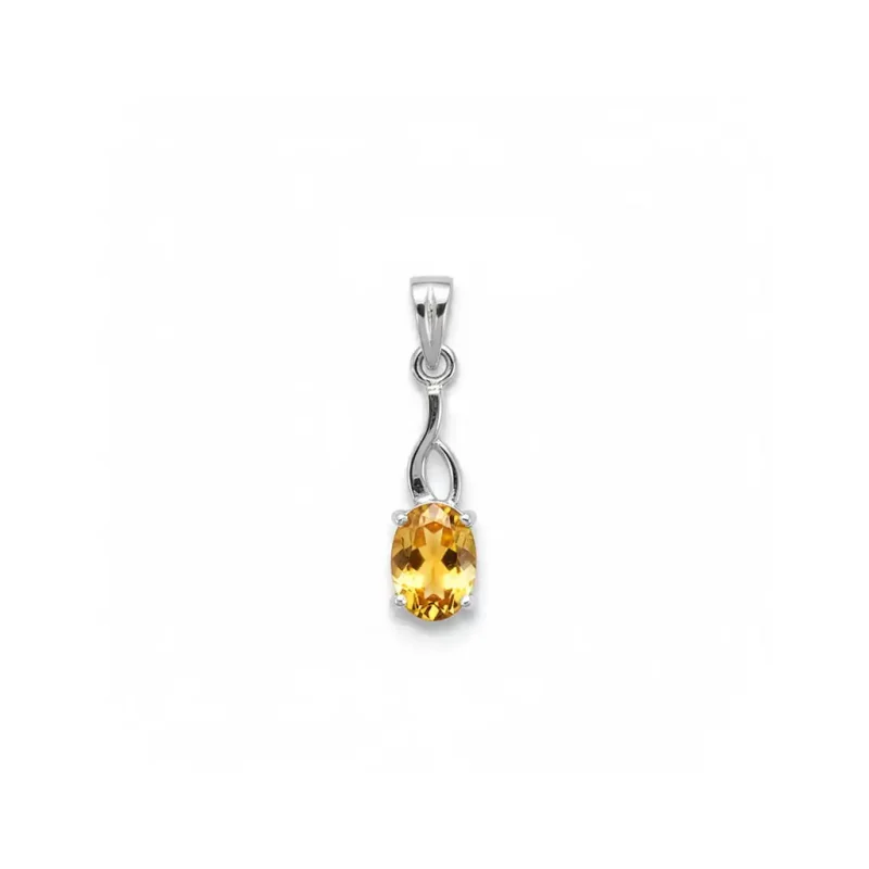 silver pendant with 5x7 mm oval citrine