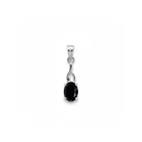 silver pendant with 5x7 mm oval black onyx