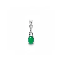 silver pendant with 5x7 mm oval green onyx