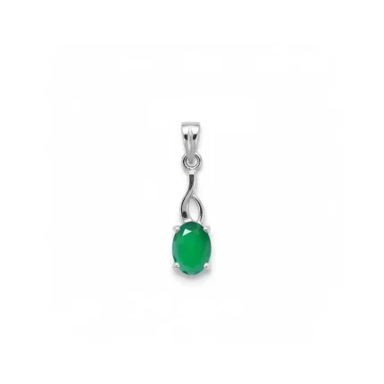 silver pendant with 5x7 mm oval green onyx