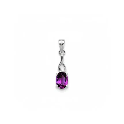silver pendant with 5x7 mm oval amethyst