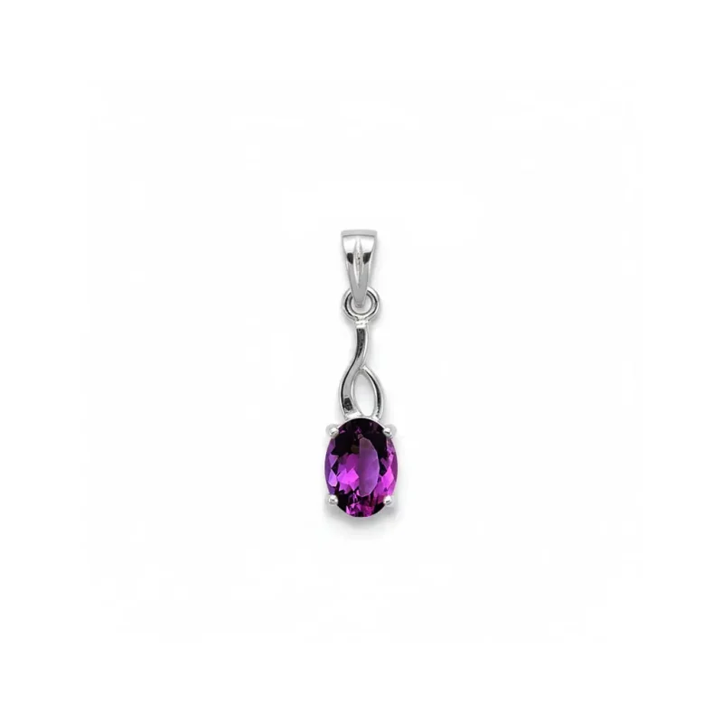 silver pendant with 5x7 mm oval amethyst