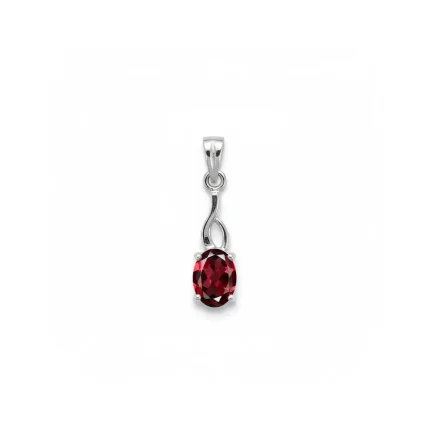 silver pendant with 5x7 mm oval garnet