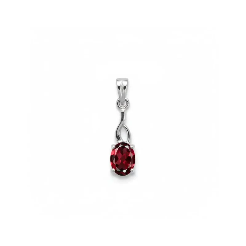 silver pendant with 5x7 mm oval garnet