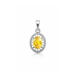 silver pendant with 5x7 mm oval citrine