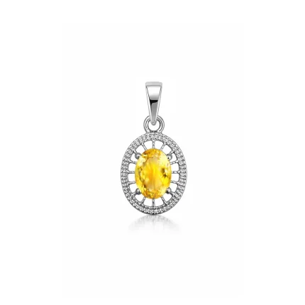 silver pendant with 5x7 mm oval citrine