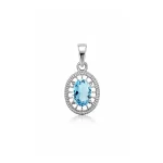 silver pendant with 5x7 mm oval blue topaz