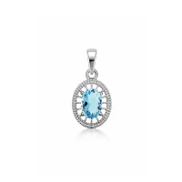 silver pendant with 5x7 mm oval blue topaz