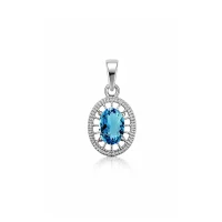 silver pendant with 5x7 mm oval swiss blue topaz